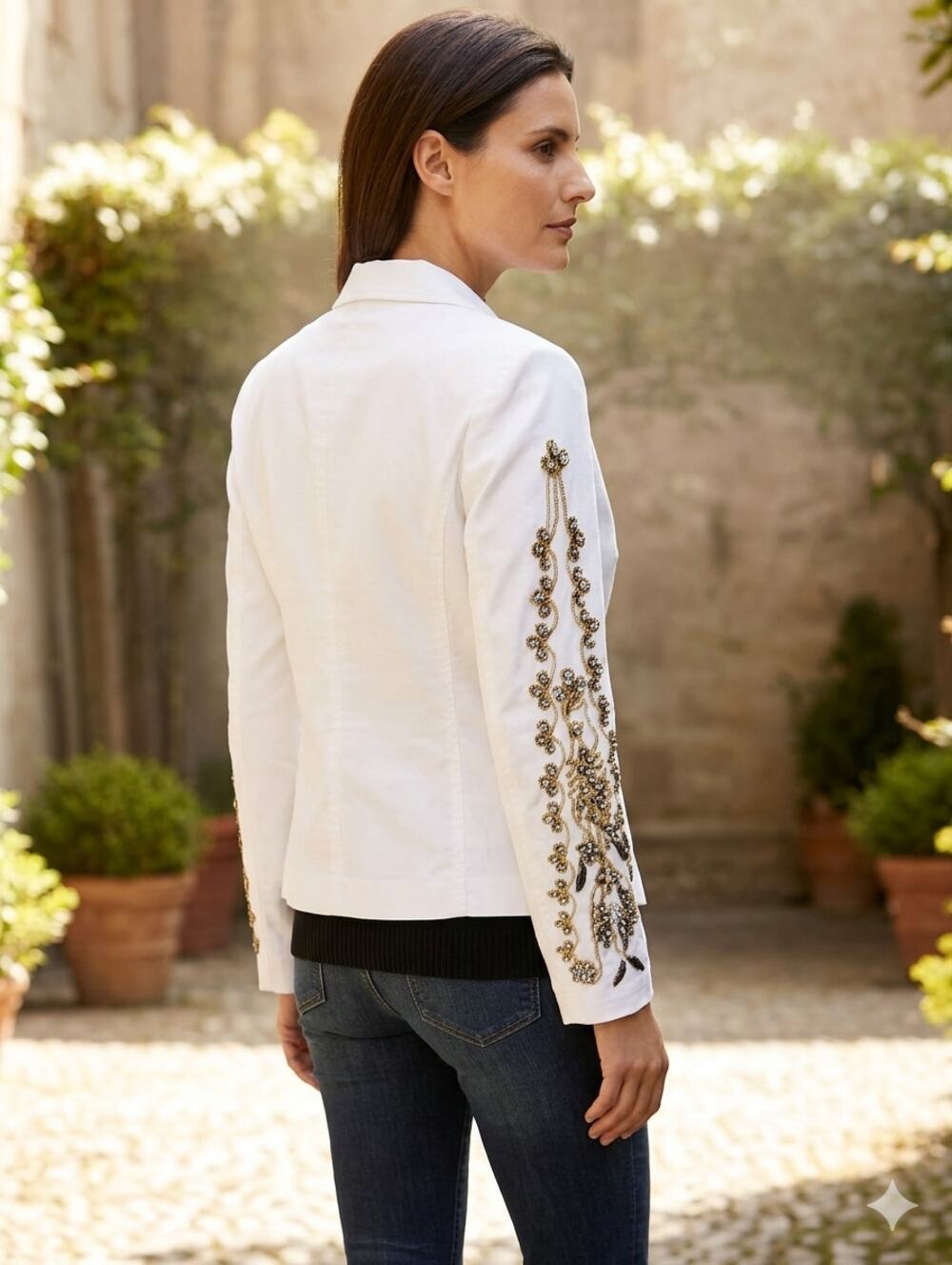 Vintage Inc International Concepts Beaded sleeves Cotton Jacket XL Bust 40"